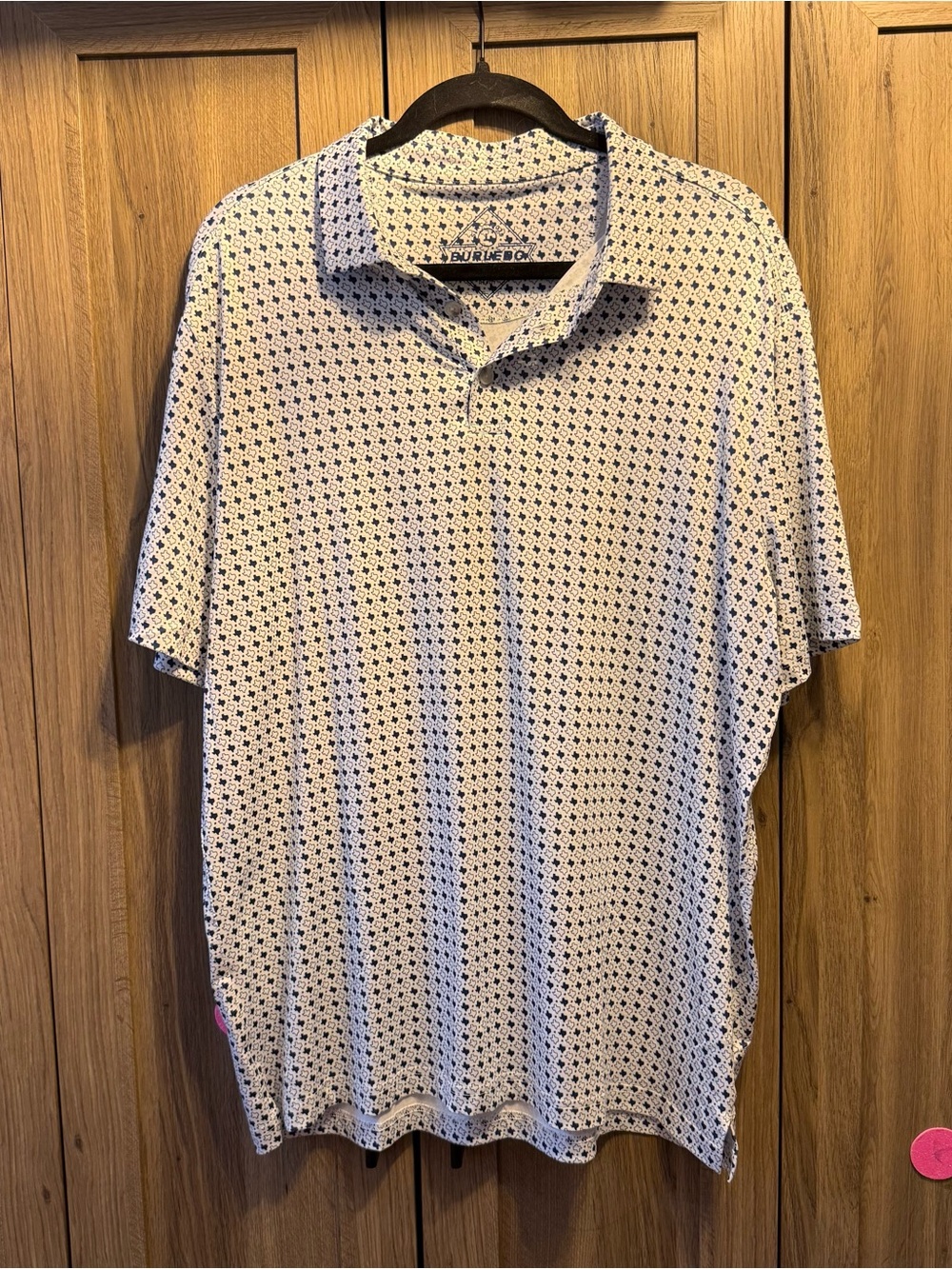 BURLEBO Texas Navy/White Performance Polo Size Large